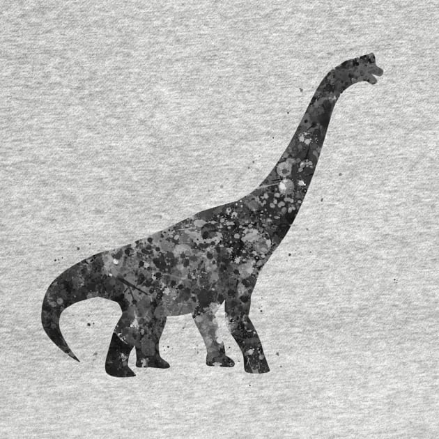 Brachiosaurus dinosaur black and white by Yahya Art